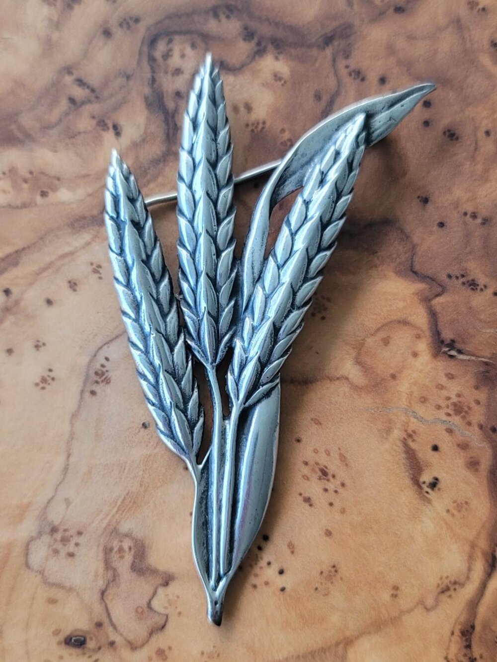 Vintage Sterling Wheat Stalk Brooch by Peruzzi